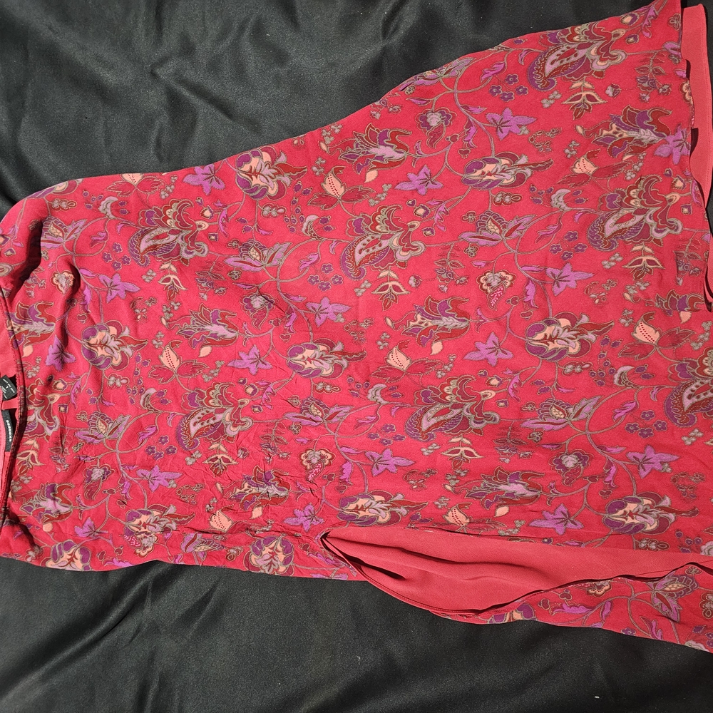Express Red Floral Skirt